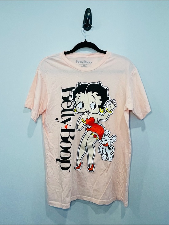 Betty Boop Tops - Betty Boop Light Pink Graphic Tee with Red Accents